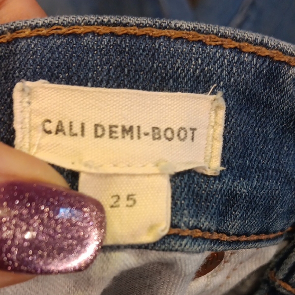 Madewell Cali Demi Boot Blue Straight Leg Jeans With Raw Hem - Picture 3 of 11